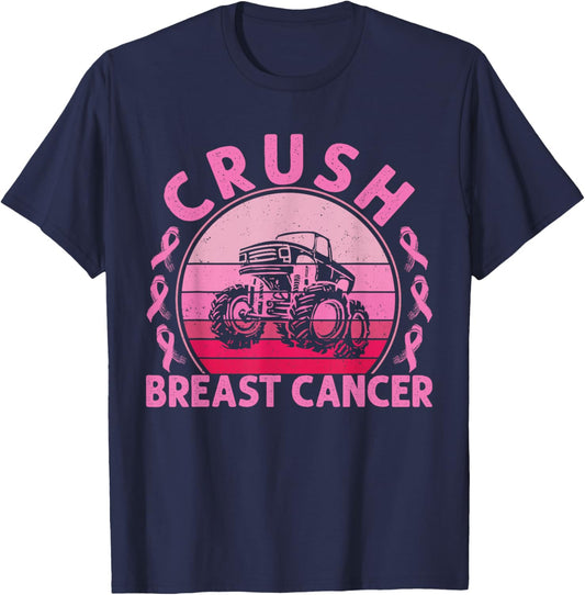 Crush Breast Cancer Awareness Women Men Boys T-Shirt - T-Shirt | Navy