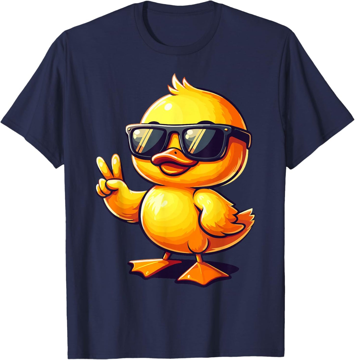 Cool Retro Yellow Rubber Duck in 70s 80s Funny Duck T-Shirt - T-Shirt | Navy