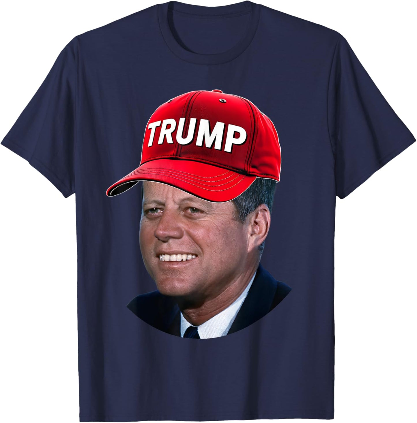 JFK Wearing Trump Hat Funny John F Kennedy Meme Graphic 2024 T-Shirt - T-Shirt | Navy