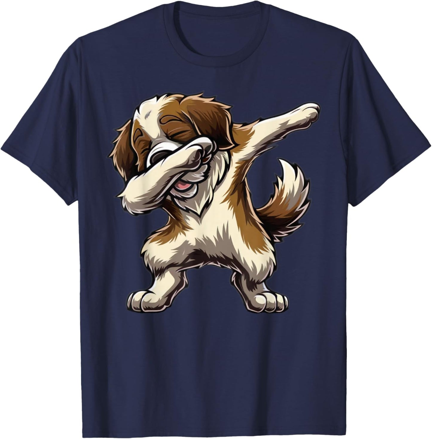 Dabbing Saint Bernard Dab Dance Dog Lover Gifts Men Women T-Shirt - T-Shirt | Navy