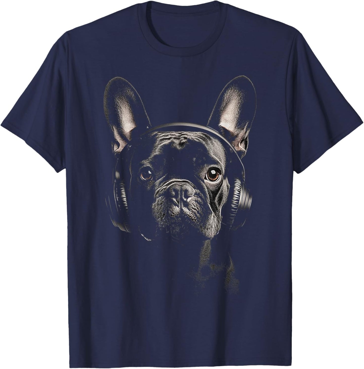 French Bulldog Dog Pet Art Music Headphone French Bulldog Women Kids T-Shirt - T-Shirt | Navy