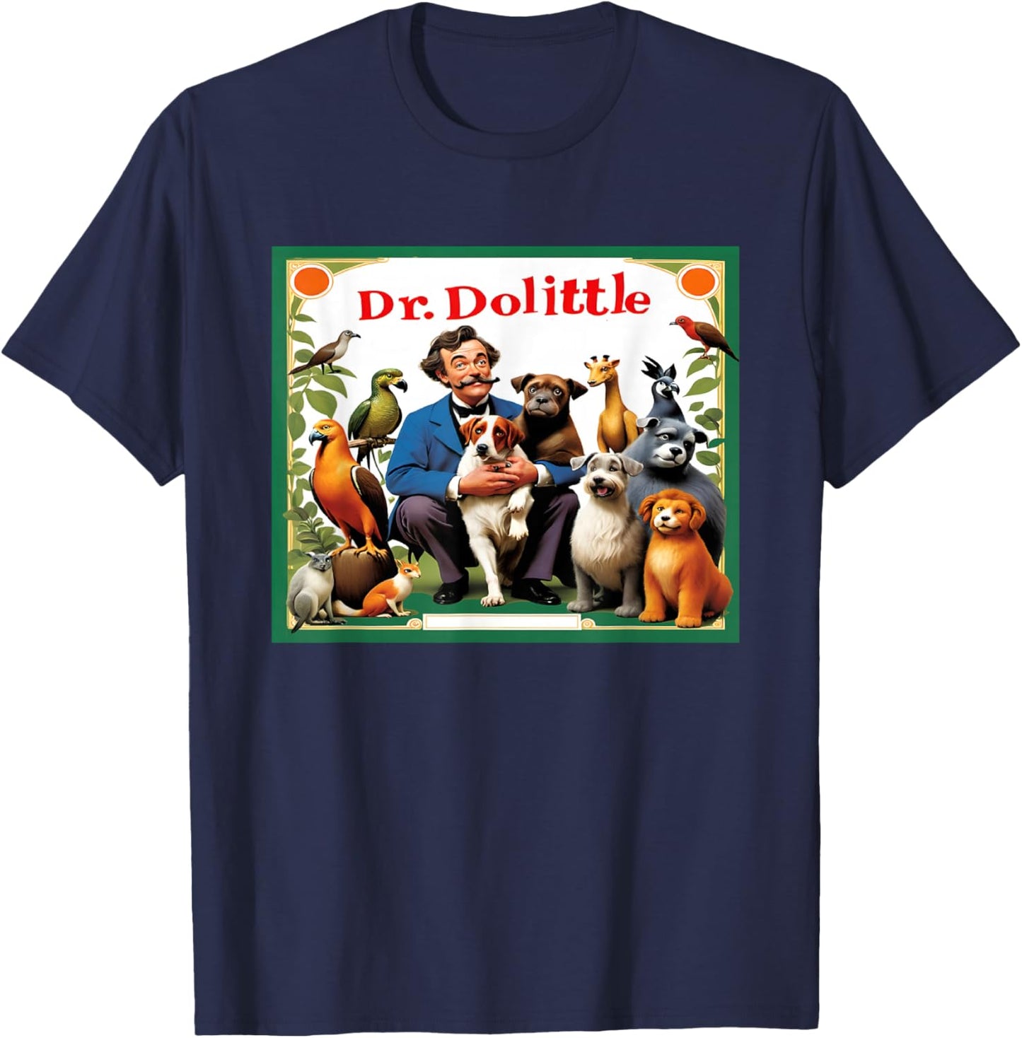Animal Doctor & Communicator Dr Dolittle Children's Book Cover T-Shirt - T-Shirt | Navy