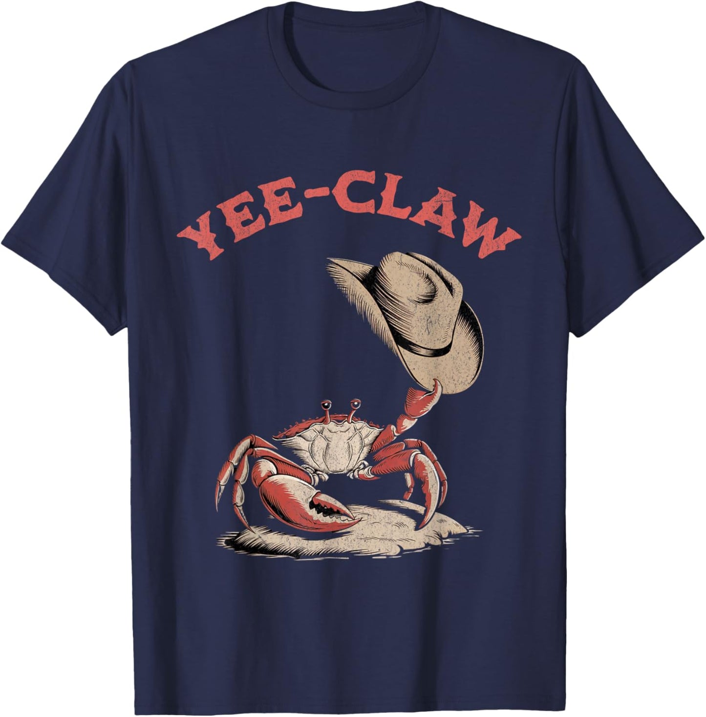 Yee- Claw Crab Cowboy Hat T-Shirt - T-Shirt | Navy