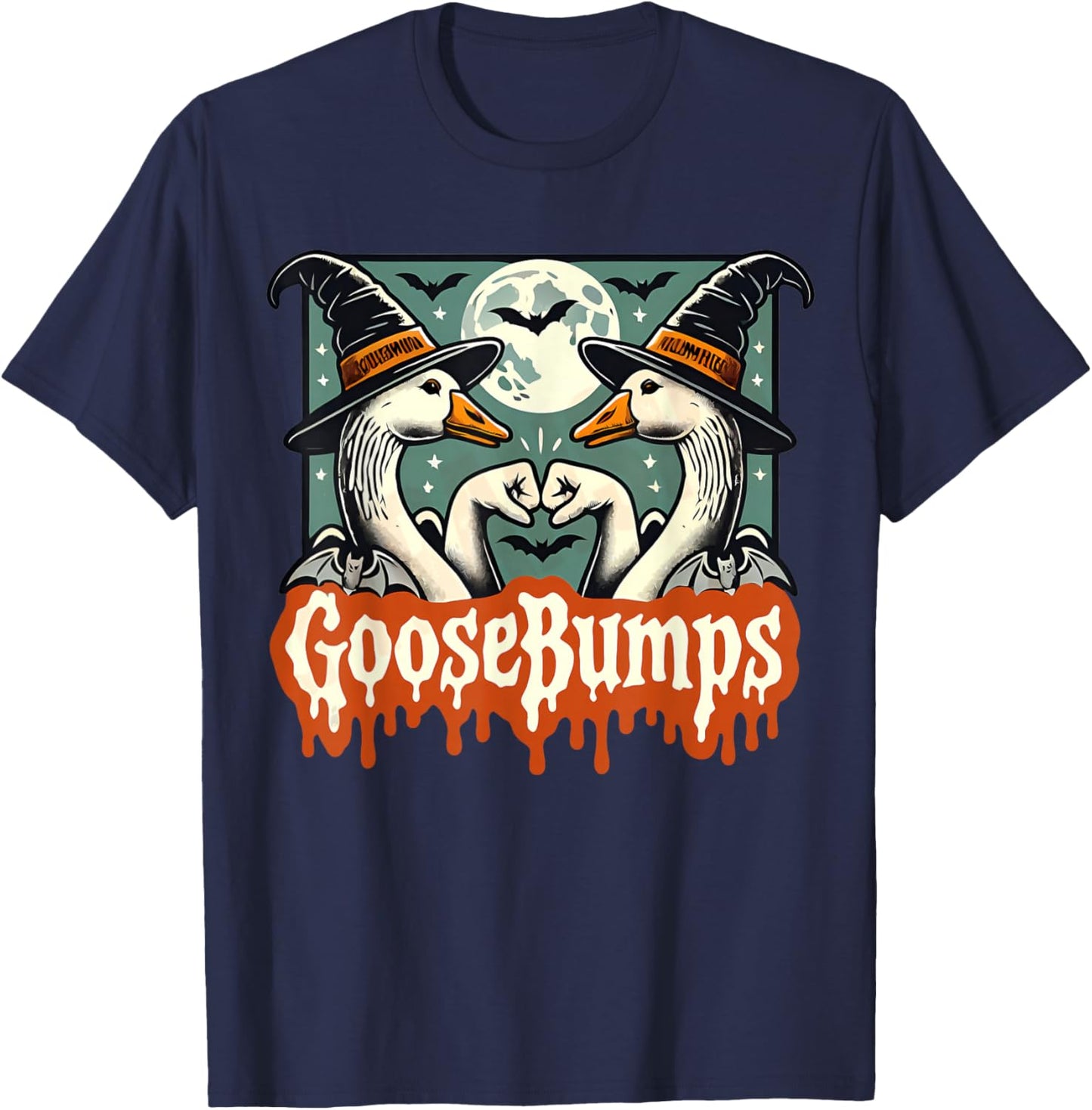 Goose Bumps Goosebumps Funny Geese Fist Bump Pun Halloween T-Shirt - T-Shirt | Navy