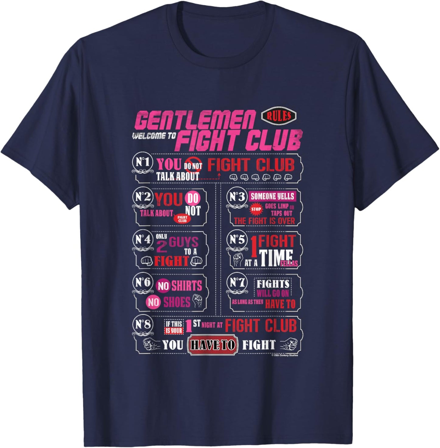 Fight Club Gentlemen Welcome to Fight Club Retro Big Poster T-Shirt - T-Shirt | Navy