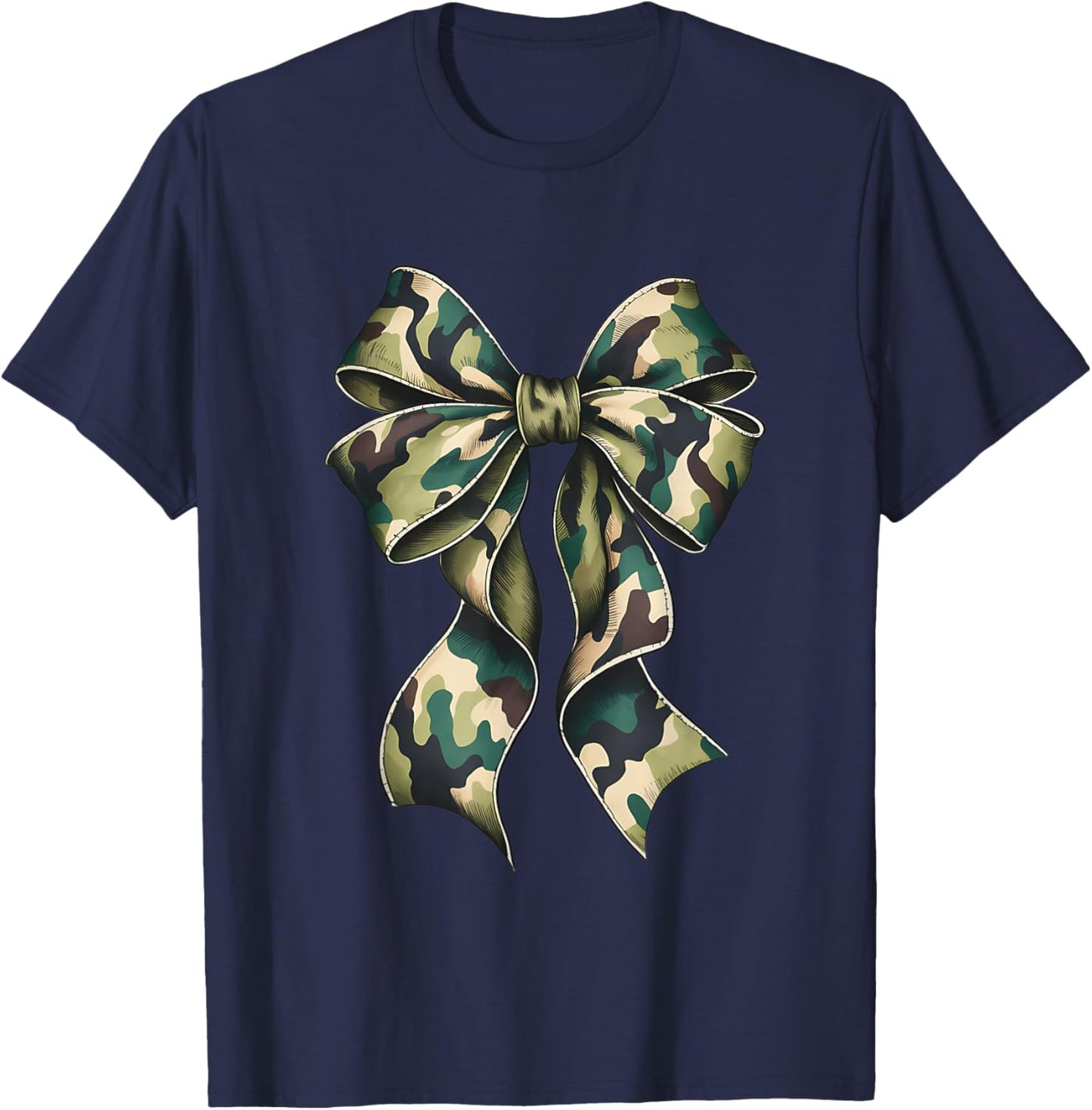 Camouflage Old Camo Bow Camo Coquette Bow Hunting Women T-Shirt - T-Shirt | Navy