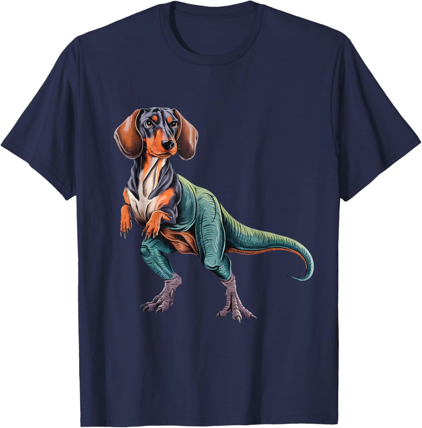 Funny Vintage Dachshund Dinosaur Dachshundsaurus T-Rex Dog Women Girls Kids T-Shirt - T-Shirt | Navy