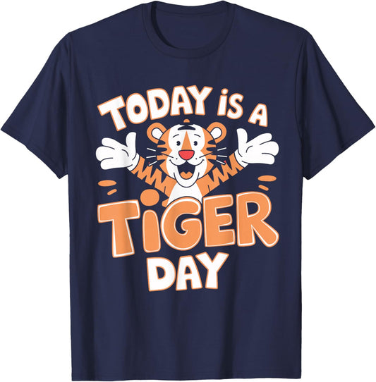 Today is A Tiger Day Cute Cartoon Animal Childrens Kids Zoo T-Shirt - T-Shirt | Navy