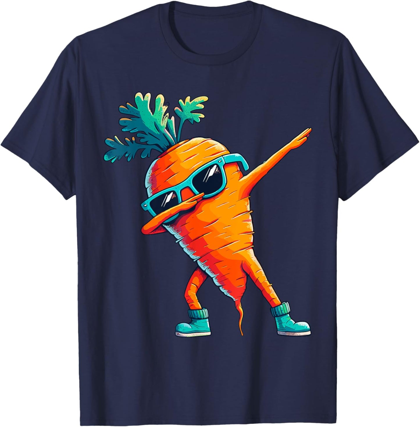 Carrot Dabbing Dance Sunglasses Fruit Lovers T-Shirt - T-Shirt | Navy