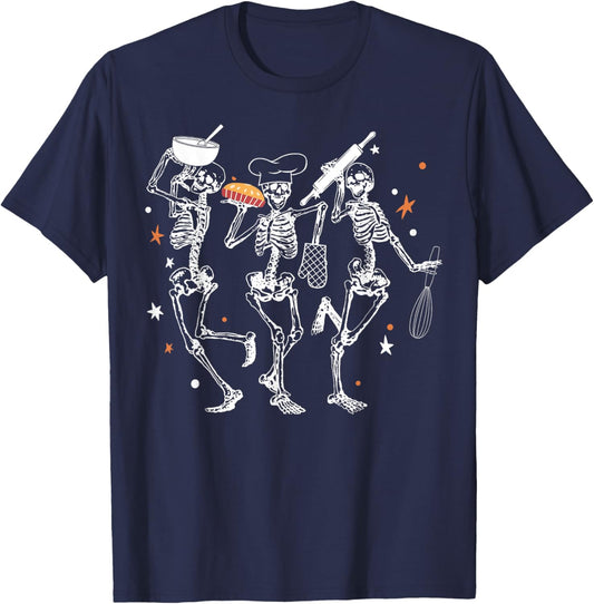 Dancing Skeletons Baking Cookie Baker Pastry Baker T-Shirt - T-Shirt | Navy