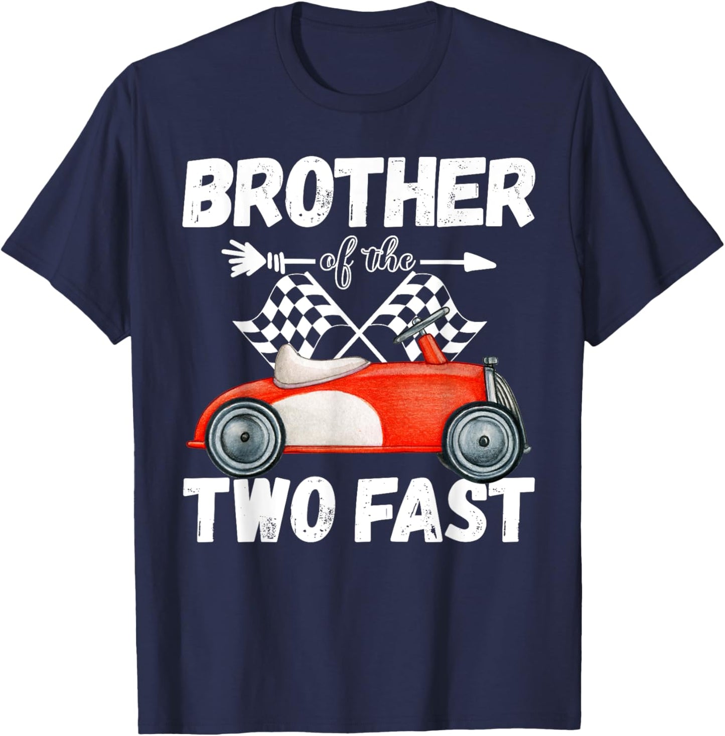 Brother Of The Two Fast 2 Curious Birthday 2nd Little Racer T-Shirt - T-Shirt | Navy