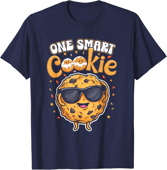 One Smart-Cookie Cute Meme Kawaii Style Pun Chocolate Chip T-Shirt - T-Shirt | Navy