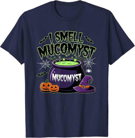 Halloween Respiratory Therapist Design I Smell Mucomyst Brew T-Shirt - T-Shirt | Navy