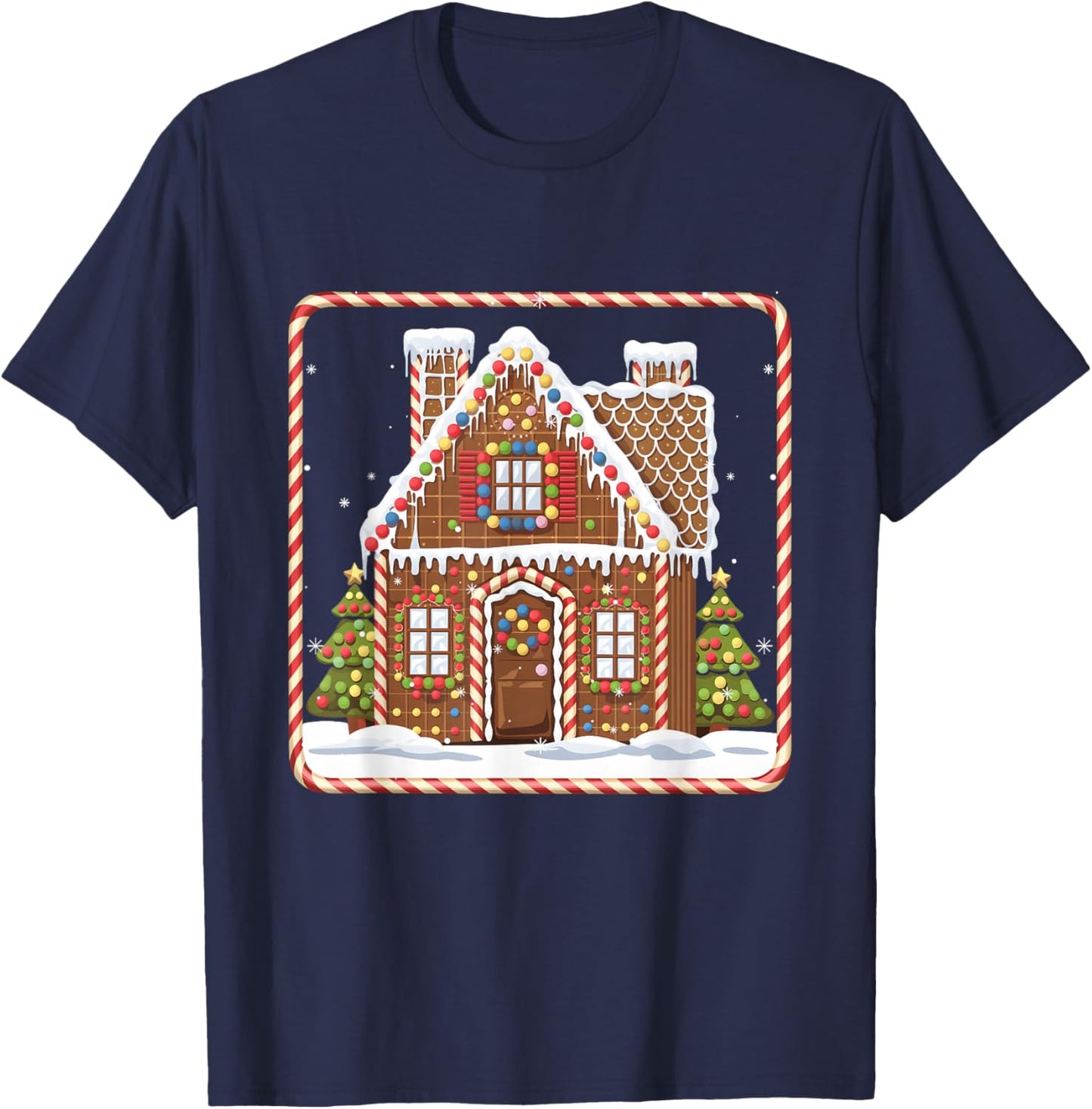 Gingerbread Cookies Christmas Baking Gingerbread House T-Shirt - T-Shirt | Navy