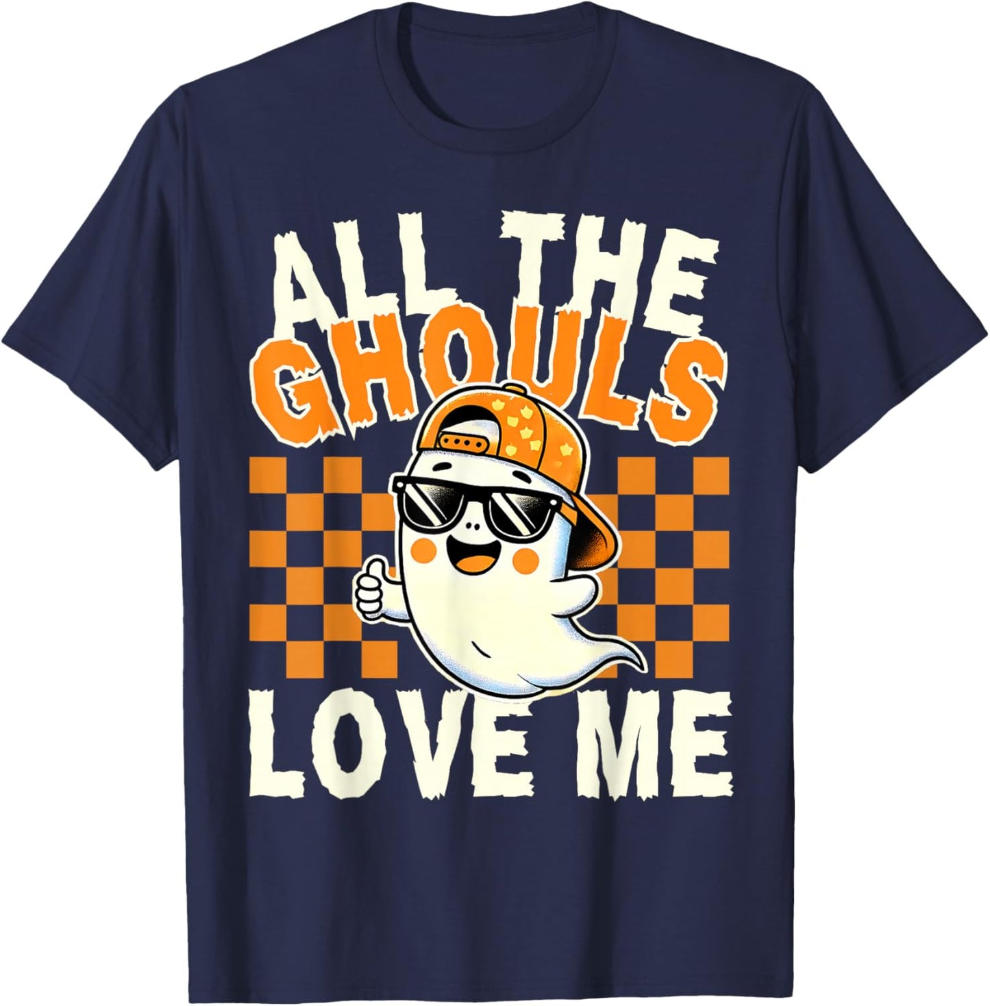 All The Ghouls Love Me Halloween Ghost Kids Boys Toddler T-Shirt - T-Shirt | Navy