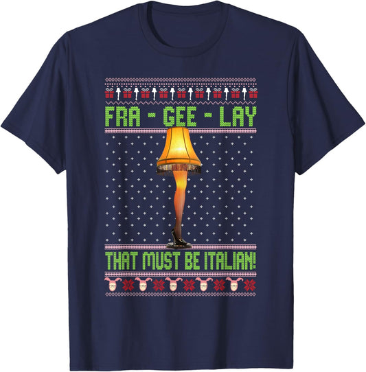 Fra-Gee-Lay Funny Christmas Fragile Italian Xmas Women Men T-Shirt - T-Shirt | Navy