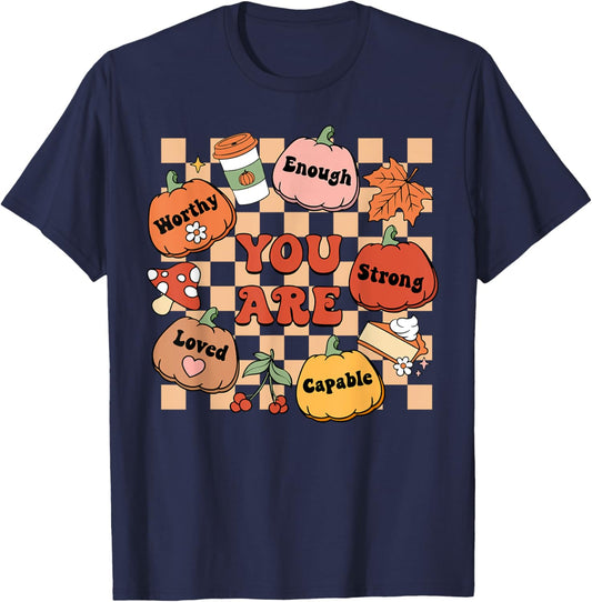 Retro You Are Pumpkin Fall School Counselor Thanksgiving T-Shirt - T-Shirt | Navy