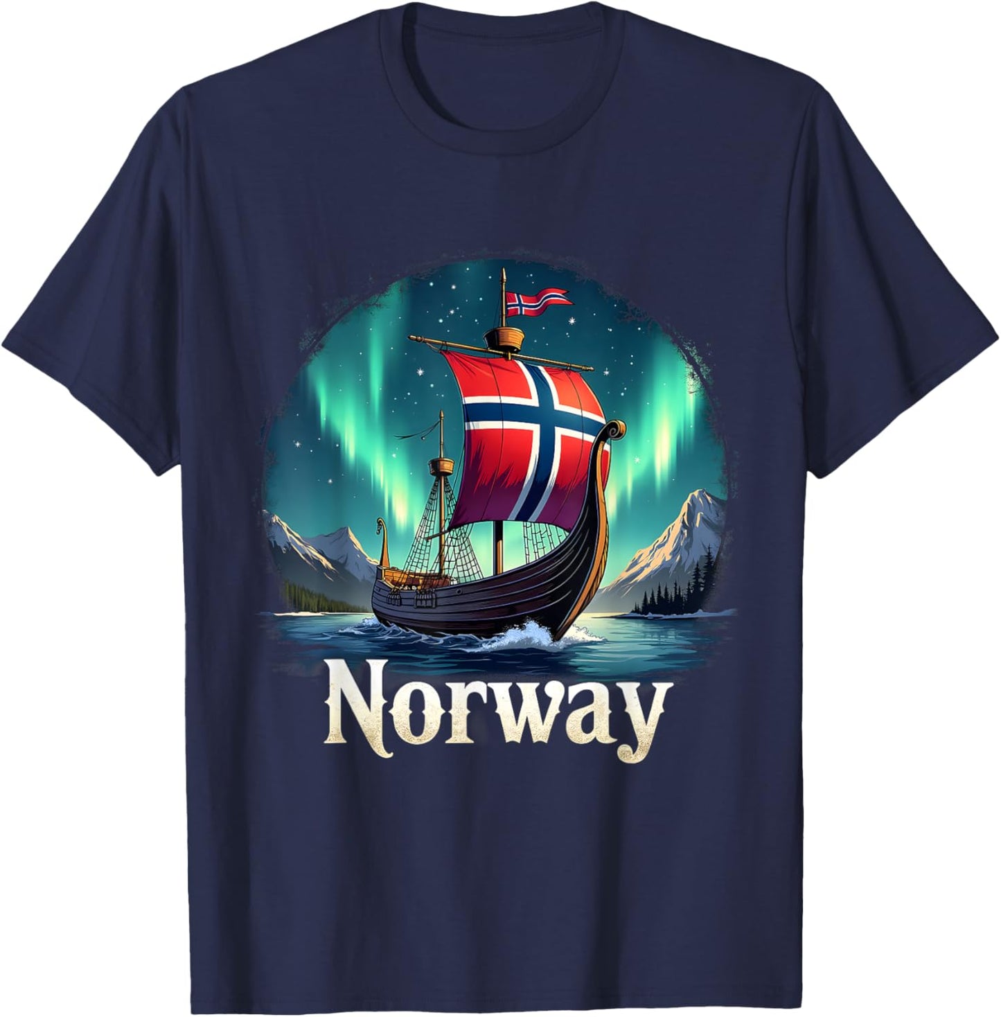 Travel To Norway Family Matching Outfits Norway Viking Ship T-Shirt - T-Shirt | Navy