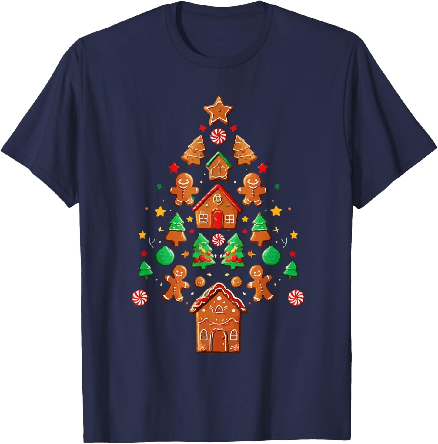 Merry Christmas Tree Gingerbread Man Xmas Cookie Costume T-Shirt - T-Shirt | Navy