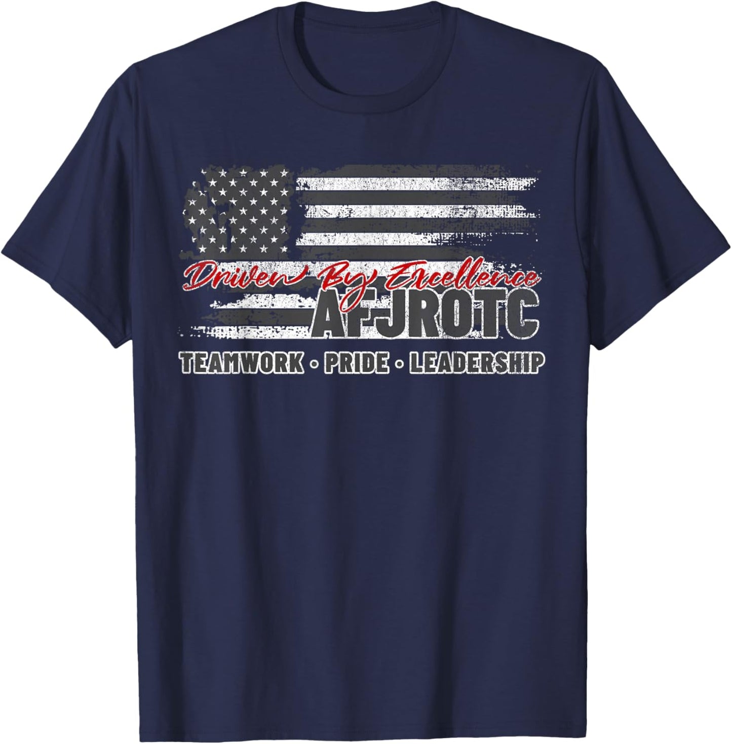 AFJROTC Teamwork Pride Leadership American Flag JROTC Cadet T-Shirt - T-Shirt | Navy