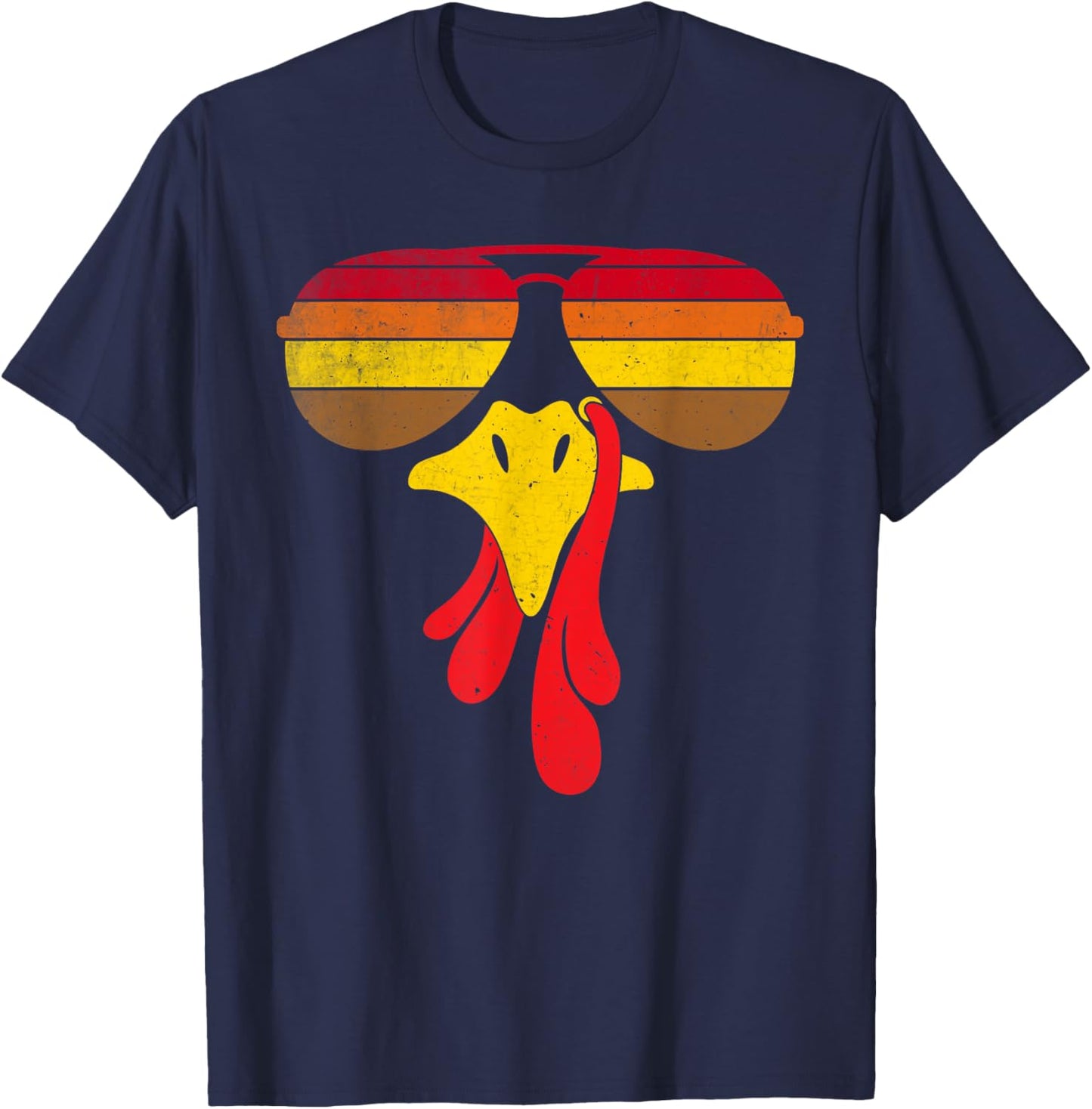 Turkey Face Sunglasses Thanksgiving Costume Family Outfits T-Shirt - T-Shirt | Navy