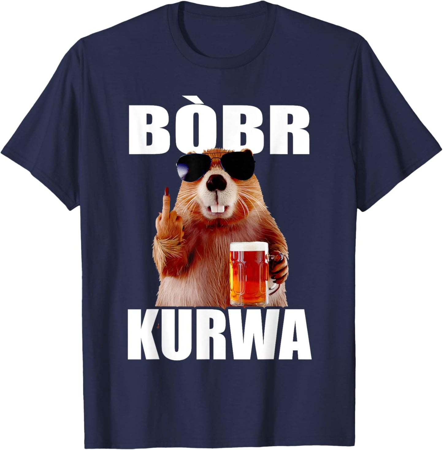 Bòbr Kurwa Bober Matching Beer Bòbr T-Shirt - T-Shirt | Navy
