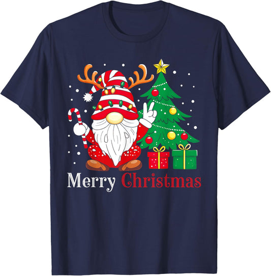Family Xmas Holiday PJs Women Men Merry Christmas Gnomes T-Shirt - T-Shirt | Navy