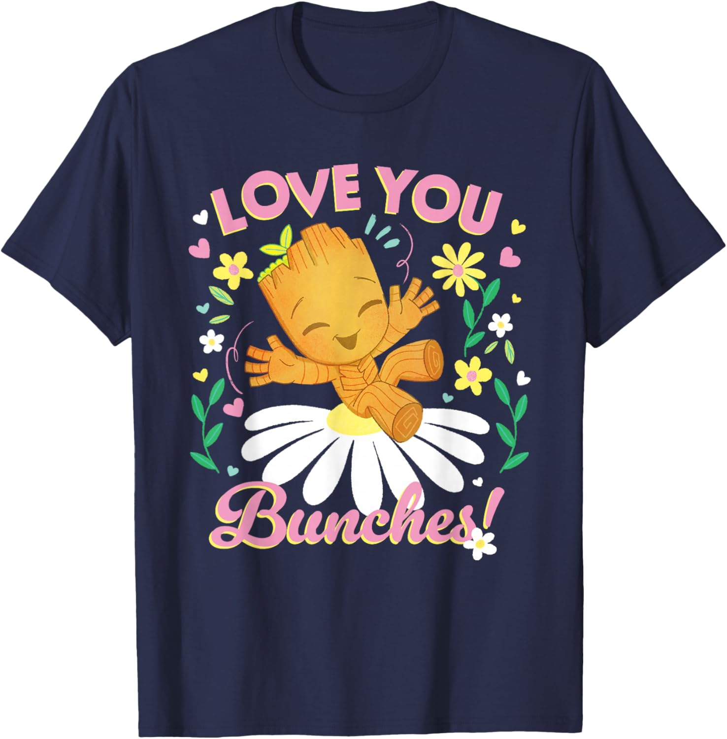 Marvel Valentine's Day Spring Flower Groot Love You Bunches T-Shirt - T-Shirt | Navy