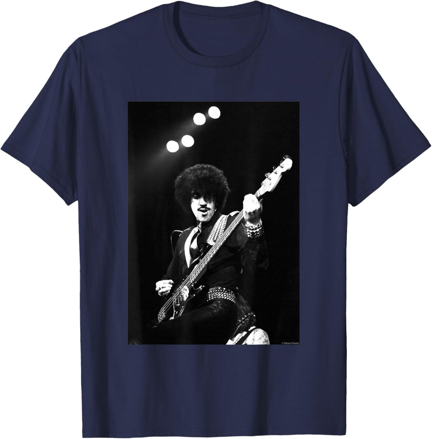 Phil Lynott Of Thin Lizzy Live By Simon Fowler T-Shirt - T-Shirt | Navy