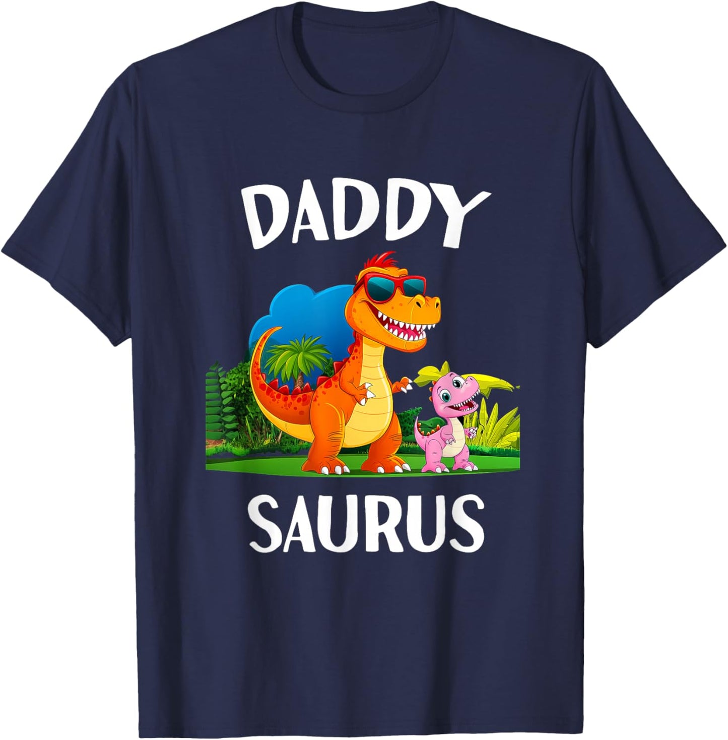 Daddy Saurus Dinosaur Dino Matching Family Boys Men Trex T-Shirt - T-Shirt | Navy