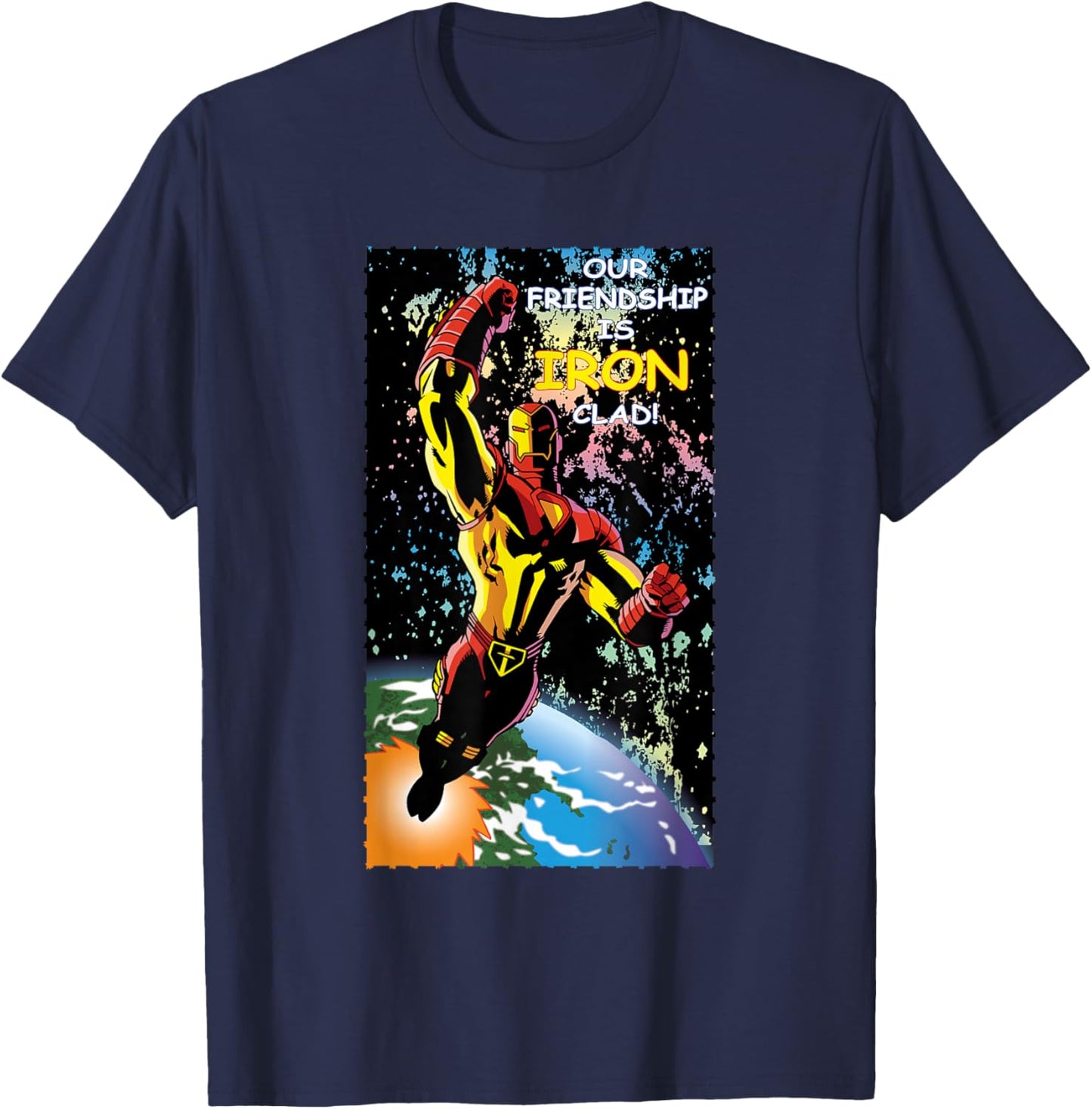 Marvel Retro '90s Valentine's Day Card Avengers Iron Man T-Shirt - T-Shirt | Navy
