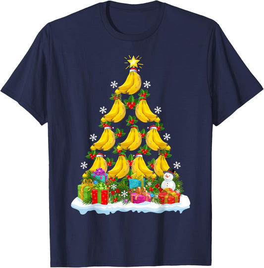 Banana Fruit Xmas Decoration Santa Banana Christmas Tree T-Shirt - T-Shirt | Navy