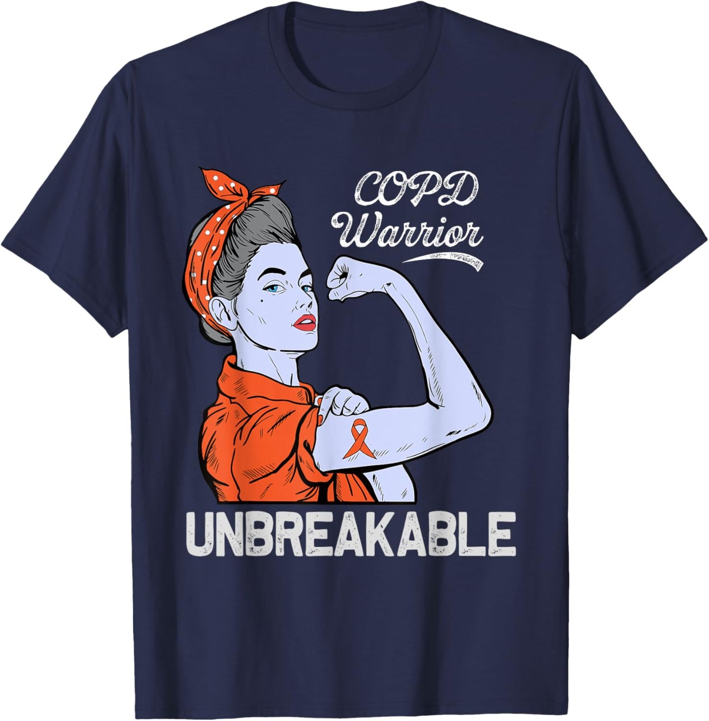 COPD Warrior Chronic Obstructive Pulmonary Disease Awareness T-Shirt - T-Shirt | Navy