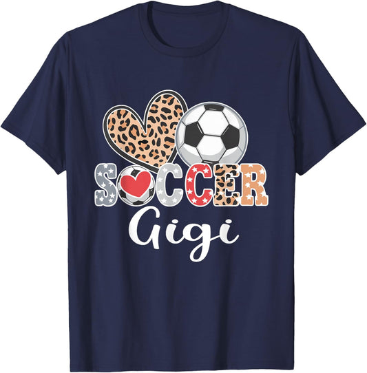 Soccer Gigi Cute Leopard Heart T-Shirt - T-Shirt | Navy