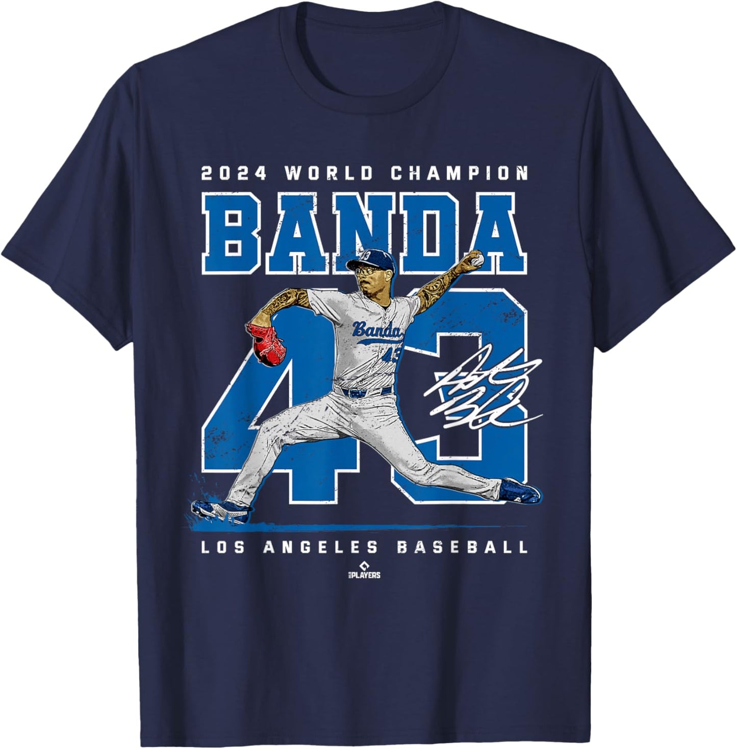 Player Number 2024 World Champion Anthony Banda MLBPA T-Shirt - T-Shirt | Navy