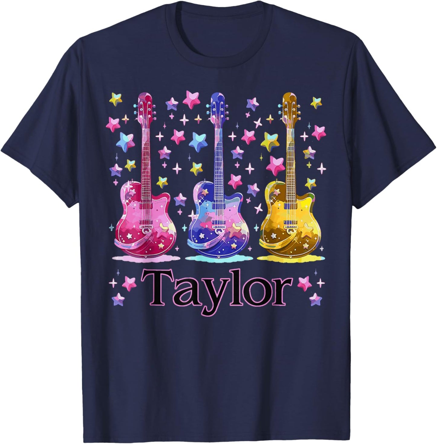 Girl Retro Taylor First Name Personalized Groovy 80'S T-Shirt - T-Shirt | Navy