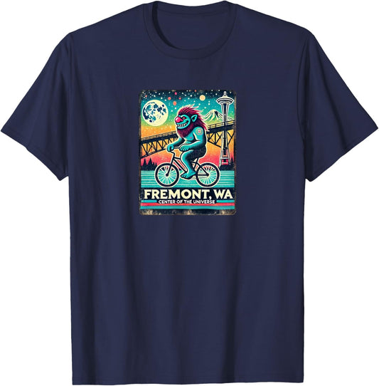Fremont Solstice Troll, Seattle, WA - Designed Locally T-Shirt - T-Shirt | Navy