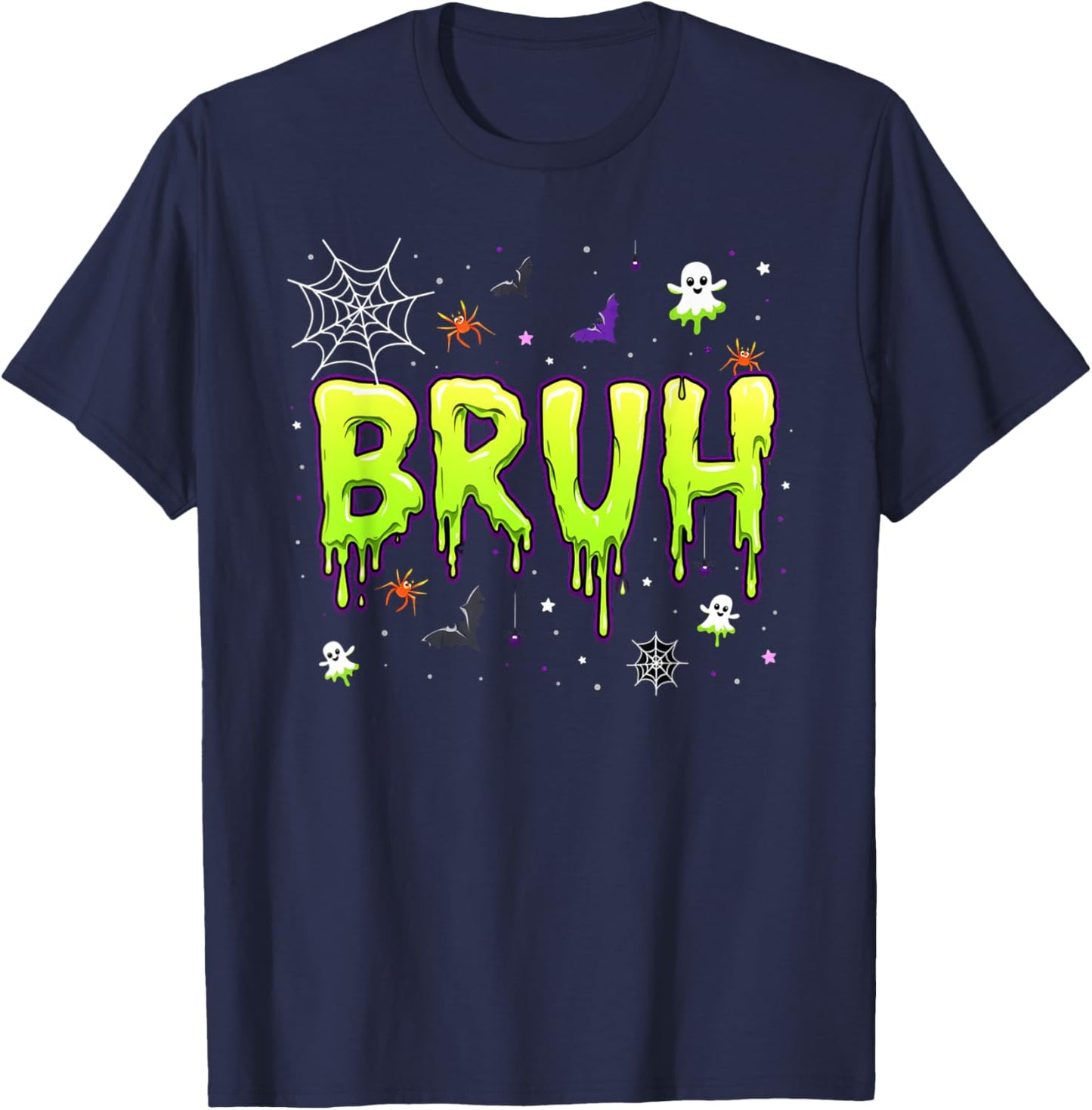 Bruh halloween kids boys girls men women Trick Treat funny T-Shirt - T-Shirt | Navy
