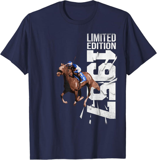 Jockey-Horse-Racing Horse riding Vintage 1957 Birthday Horse T-Shirt - T-Shirt | Navy