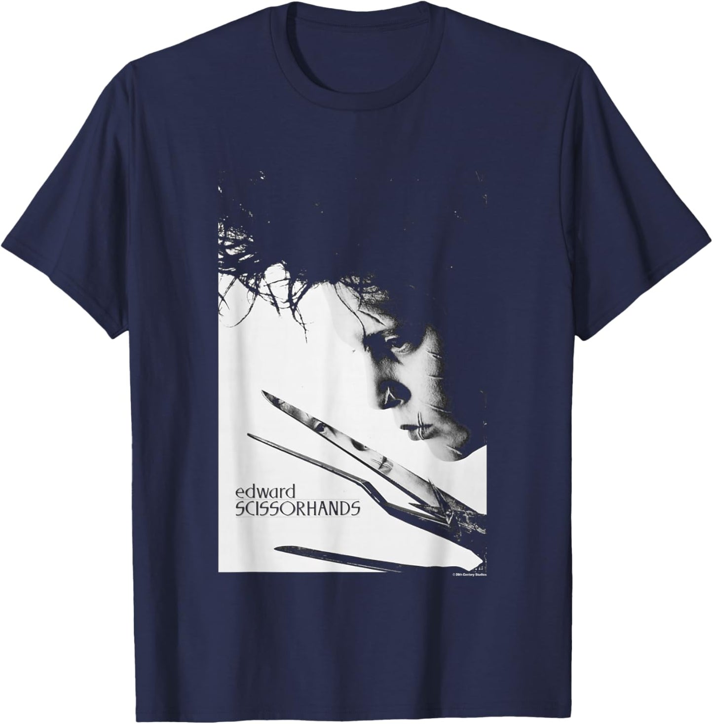 Edward Scissorhands Iconic Edward Vintage Big Chest Portrait T-Shirt - T-Shirt | Navy