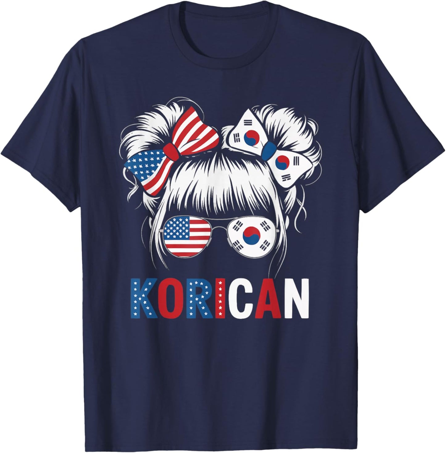 Half American Half Korean USA Flag South Korea America T-Shirt - T-Shirt | Navy
