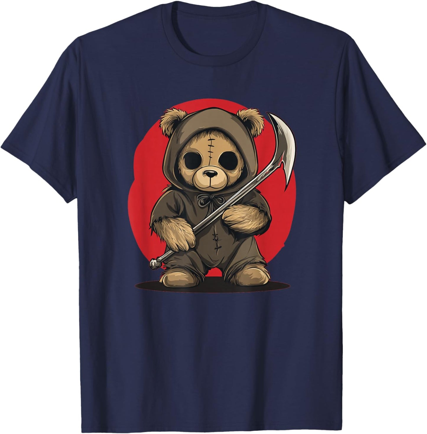 Halloween Teddy Bear in Grim Reaper Costume T-Shirt - T-Shirt | Navy