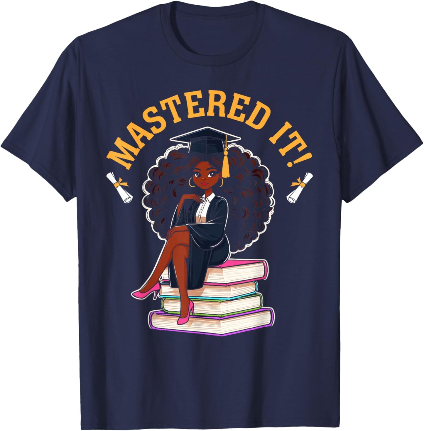 Mastered it black girl master degree graduation T-Shirt - T-Shirt | Navy