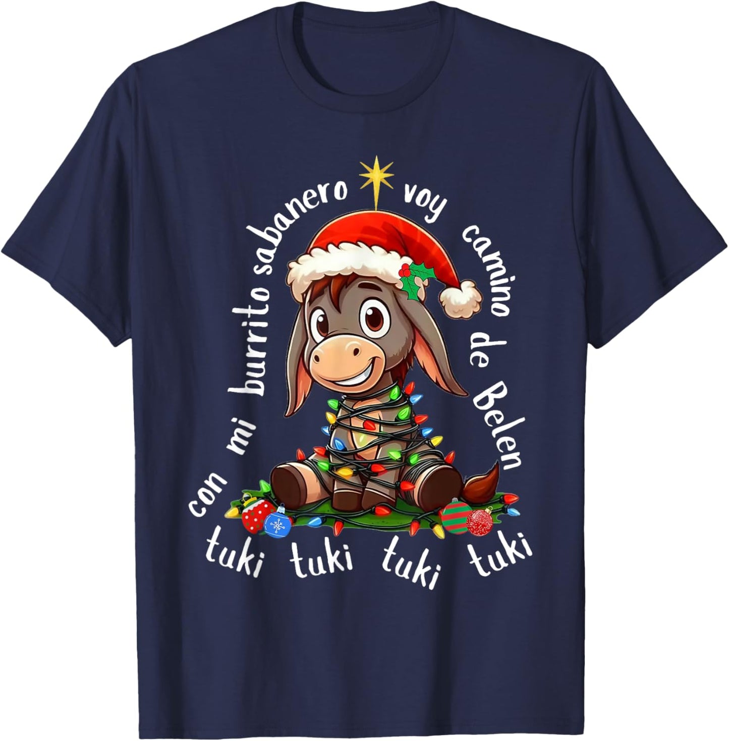 Con Mi Burrito Sabanero Mexican Tuki Tuki Donkey Latino Xmas T-Shirt - T-Shirt | Navy
