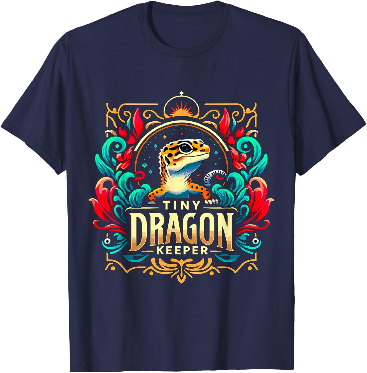 Tiny Dragon Keeper Leopard Gecko T-Shirt - T-Shirt | Navy