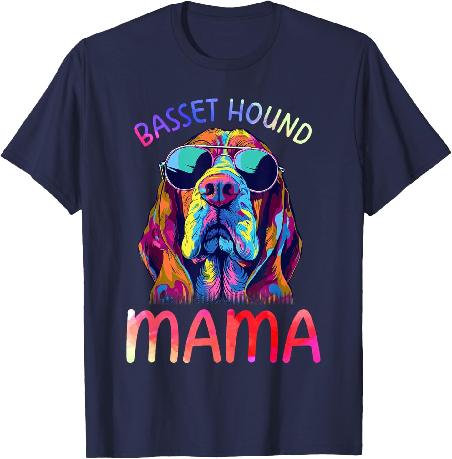 Basset Hound Mom Mama Pop Art Basset Hound Lovers T-Shirt - T-Shirt | Navy