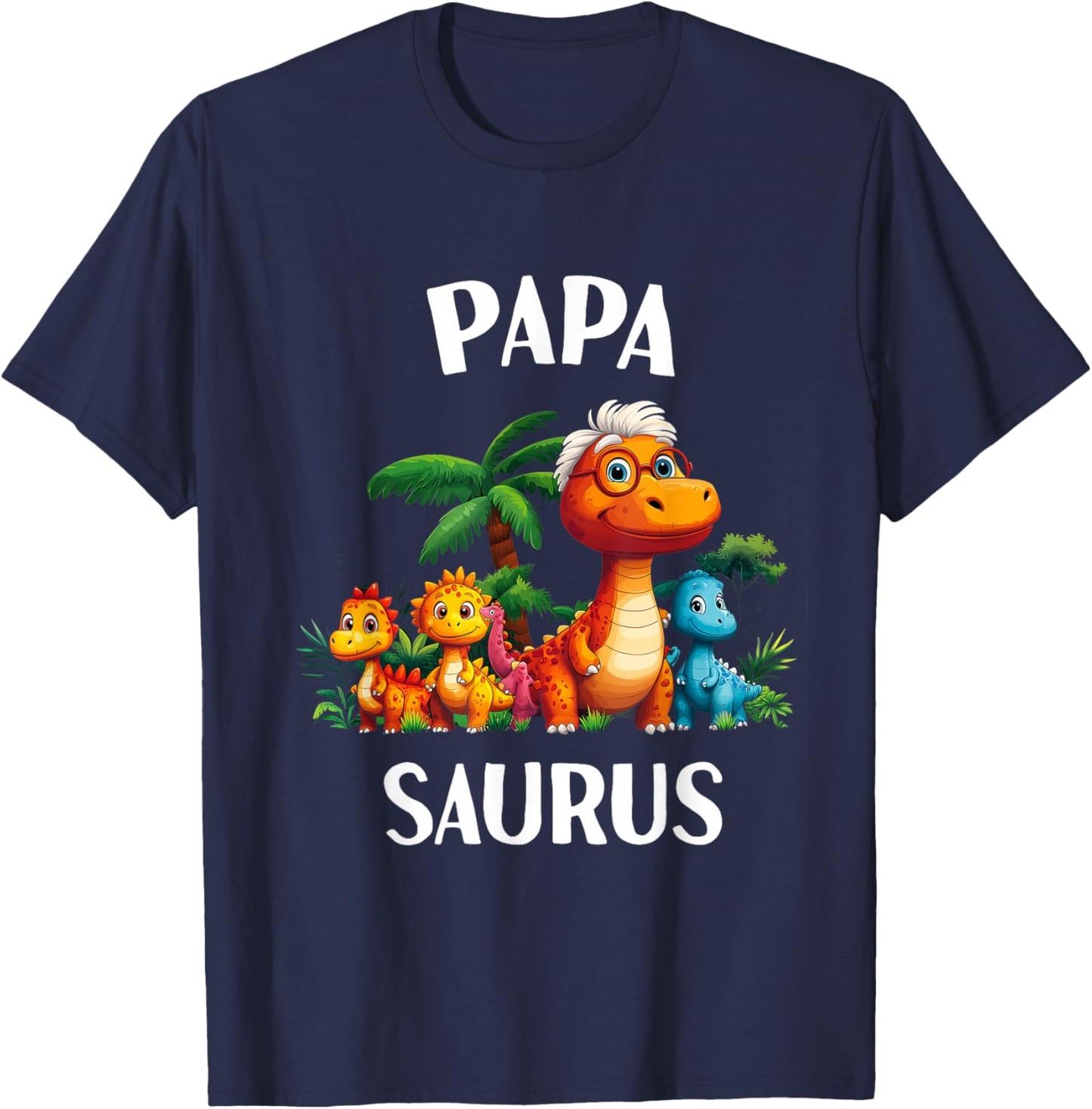 Papasaurus Papa Saurus Dinosaur Grandpa Matching Family Men T-Shirt - T-Shirt | Navy