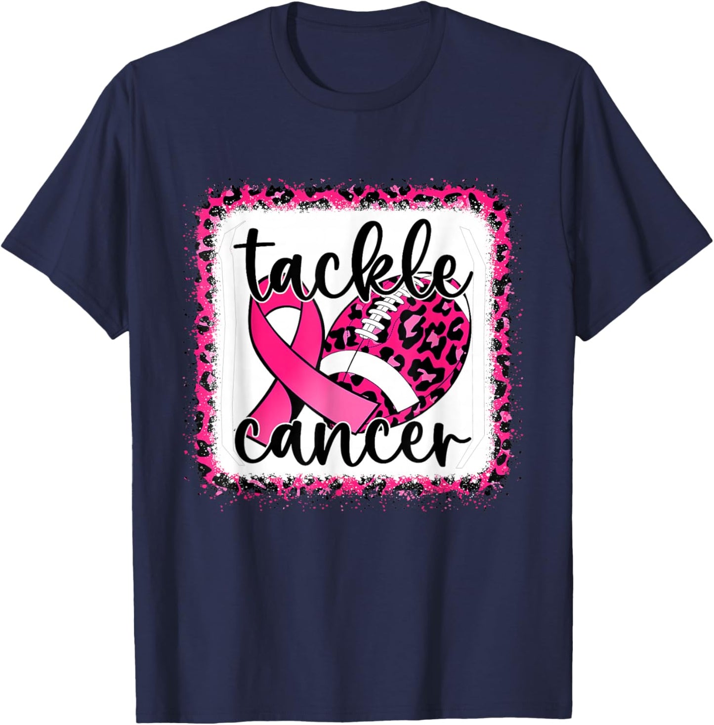 Tackle Football Breast Cancer Awareness Pink Ribbon Boy Kids T-Shirt - T-Shirt | Navy