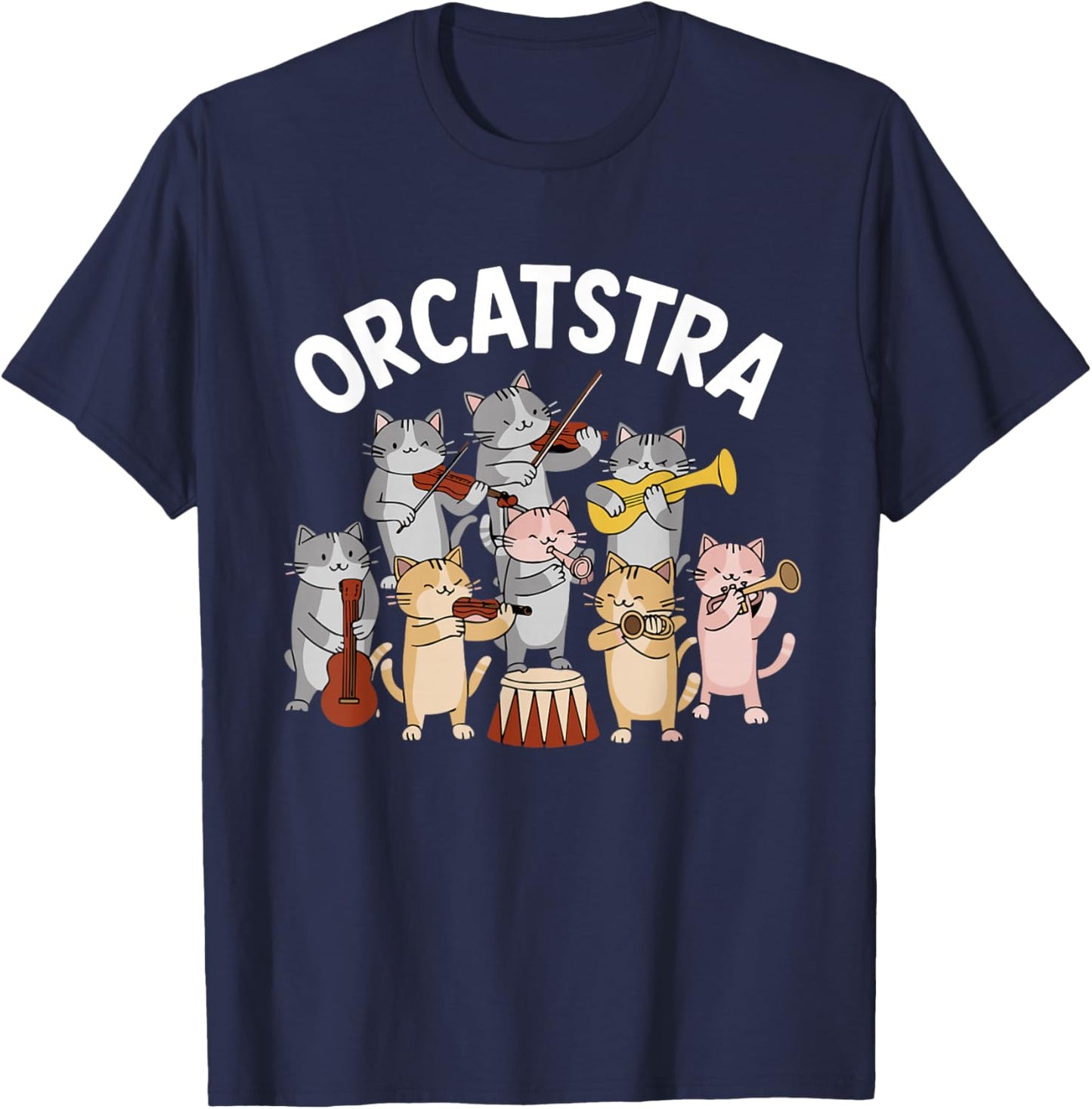 Orcatstra Cat Orchestra Funny Meme Internet Memes Cat Lover T-Shirt - T-Shirt | Navy