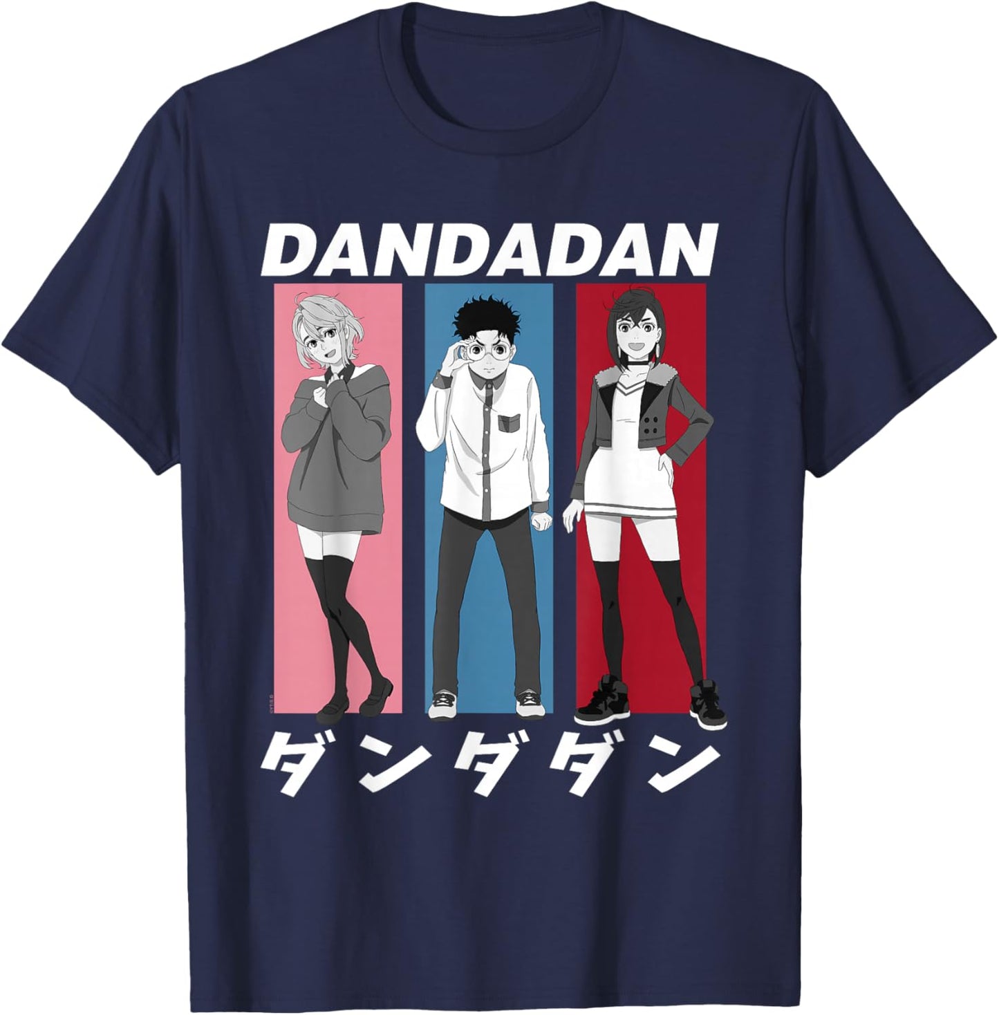 Dan Da Dan Momo Okarun Aira Colored Frames Anime T-Shirt - T-Shirt | Navy